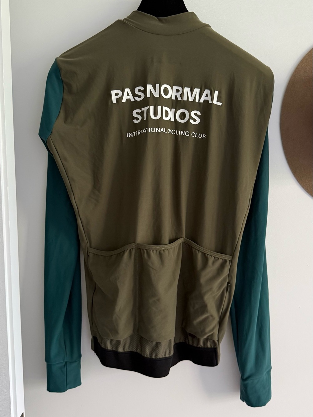 PAS Normal Studios Essentials Olive & Teal Performance Cycling Long Slee Jersey - Picture 2 of 4